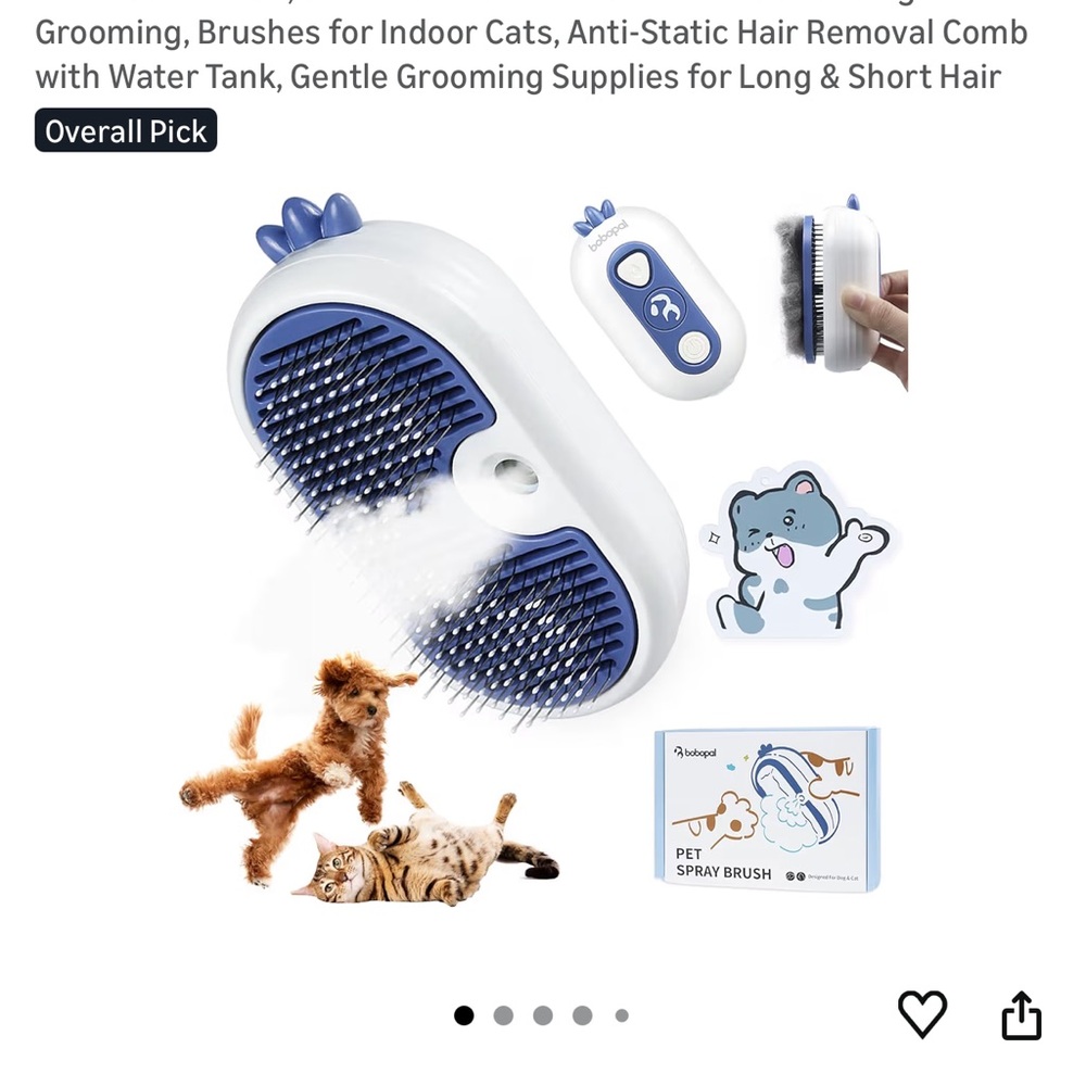 Anti-Static Cat Grooming Brush with Water Tank